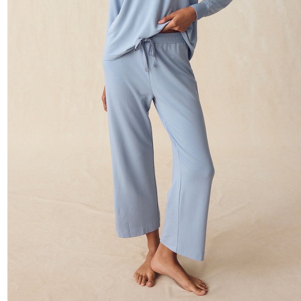 Lake Pajamas Relax Pants in Dusty Blue Cropped Wide Leg Modal